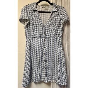 Urban Outfitters Blue Gingham Button-Front Mini Dress - Size M